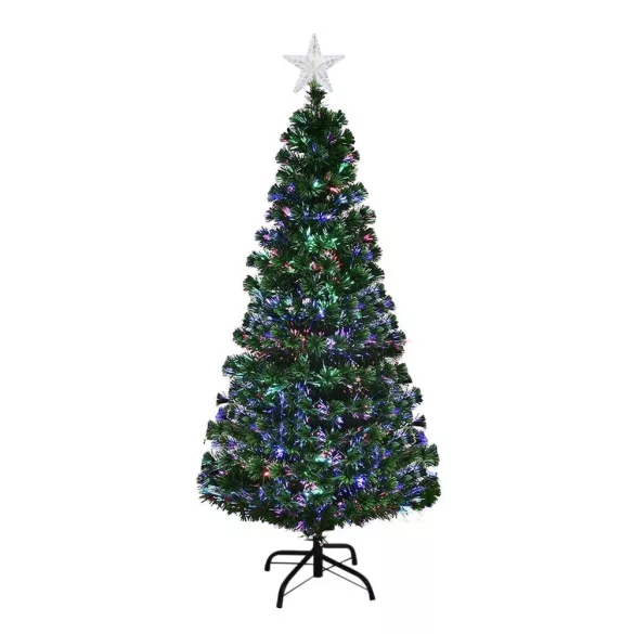 Műfenyő száloptikával színes LED-del több típusban-150 cm-es