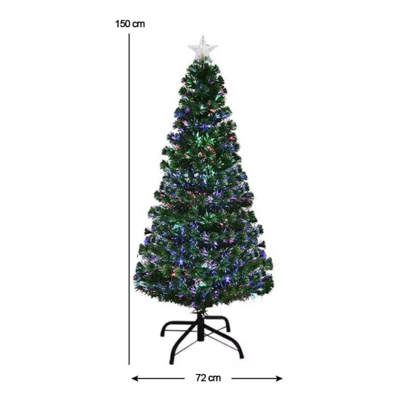 Műfenyő száloptikával színes LED-del több típusban-150 cm-es