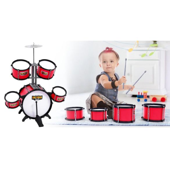 Játék dobszett székkel, bordó