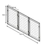 Fém, fali szerszámtartó panel kampókkal és tárolókkal