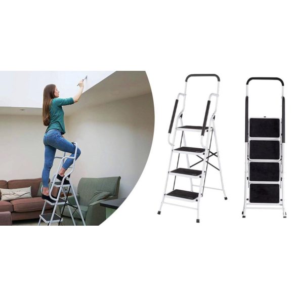 4 fokos fém létra levehető kapaszkodóval