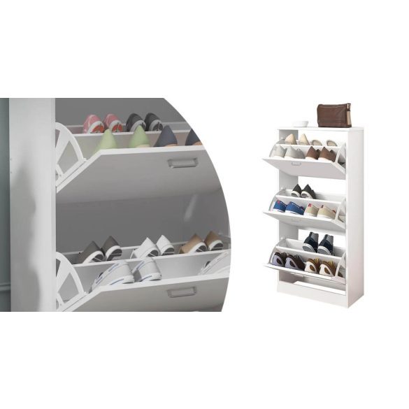 Cipős szekrény 3 részes, fehér színben