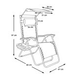 Zéró gravitáció szék napellenzővel és pohártartóval 2 db, több színben-szürke