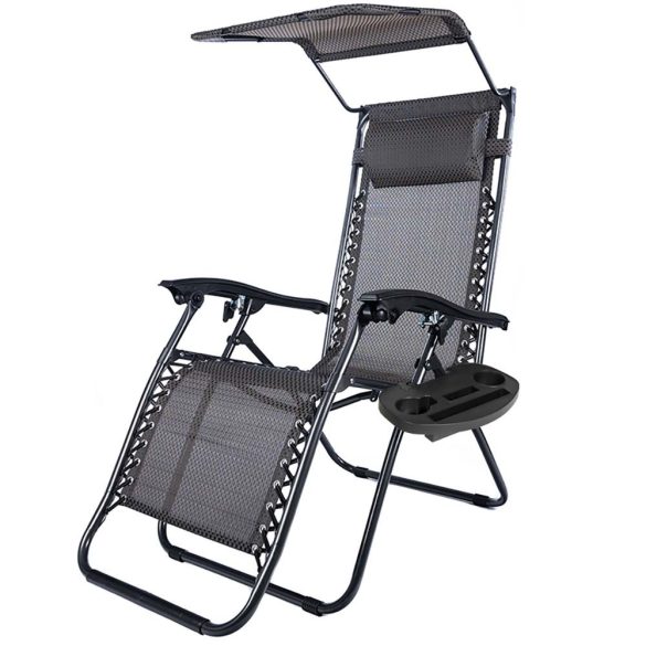 Zéró gravitáció szék napellenzővel és pohártartóval 2 db, több színben-fekete