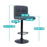 Szövet borítású bárszék 2db, sötétszürke