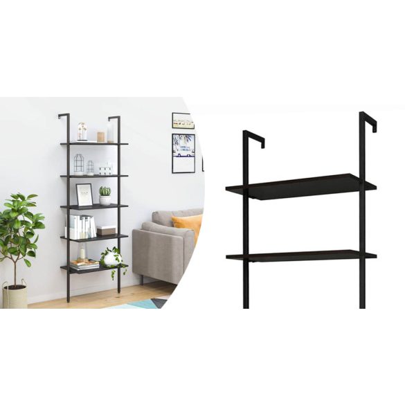 Falra rögzíthető 5 szintes tároló, fekete