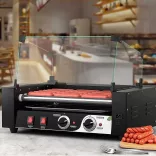 Görgős virsli sütő-melegítő gép HOT DOG készítéshez