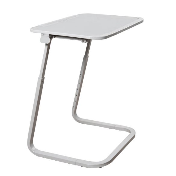 Állítható magasságú reggelizőasztal tablettartóval, szürke