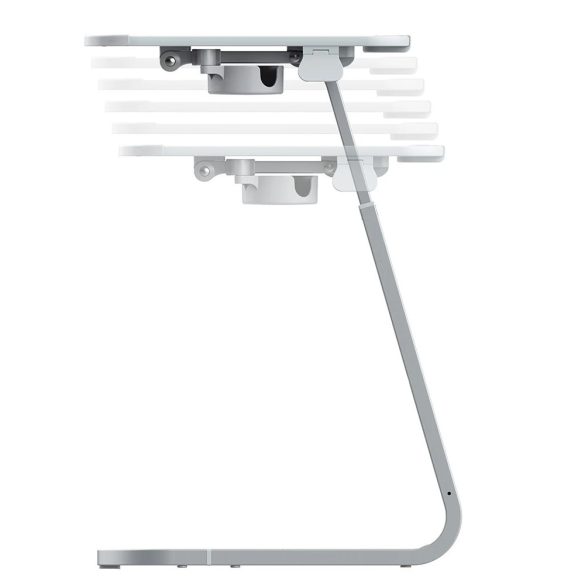 Állítható magasságú reggelizőasztal tablettartóval, szürke