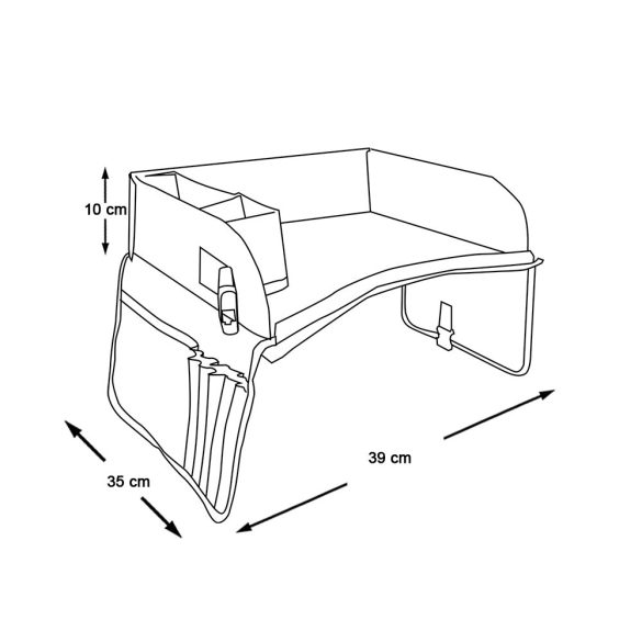 Hordozható gyerekasztal autóba, zsebekkel, szürke