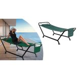 Függőágy 2 lábas tartóállvánnyal, sötétzöld