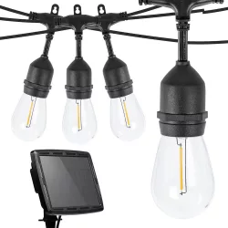   Kültéri szolár dekor égősor, 15 db E27 LED lámpával, 15m