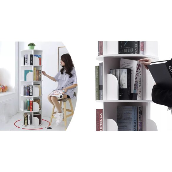 Forgó könyvespolc 46x46x160cm, fehér 