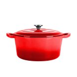 Zománcozott, öntöttvas edény fedővel 4L, piros
