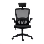 Ergonomikus irodai szék deréktámasszal, fejtámlával, fekete 