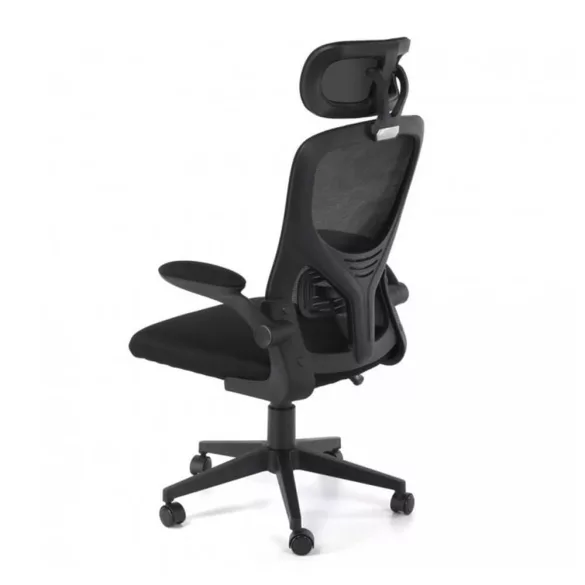 Ergonomikus irodai szék deréktámasszal, fejtámlával, fekete 