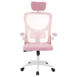 Ergonomikus irodai szék deréktámasszal, fejtámlával, rózsaszín