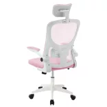 Ergonomikus irodai szék deréktámasszal, fejtámlával, rózsaszín