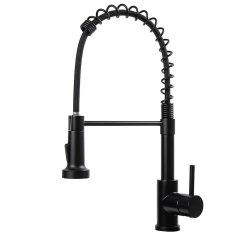   Mosogató csaptelep flexibilis csővel, levehető zuhanyfejjel, fekete