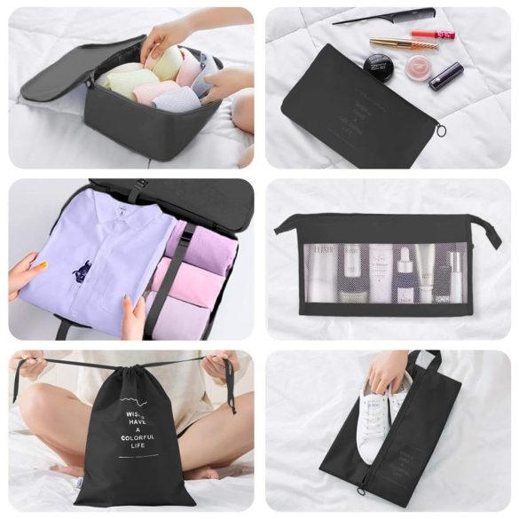 Bőröndrendszerező szett 8 darabos, fekete