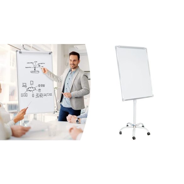 Gurulós mágneses, műanyag flipchart tábla 70x100 cm