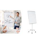 Gurulós mágneses, üveg flipchart tábla 120x90 cm