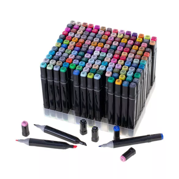 Kétvégű alkoholos marker készlet kézitáskában
