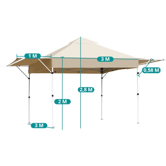 Pavilon árnyékolóval, félhátfallal, bézs