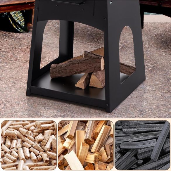 Kerti grillsütő tárolóval