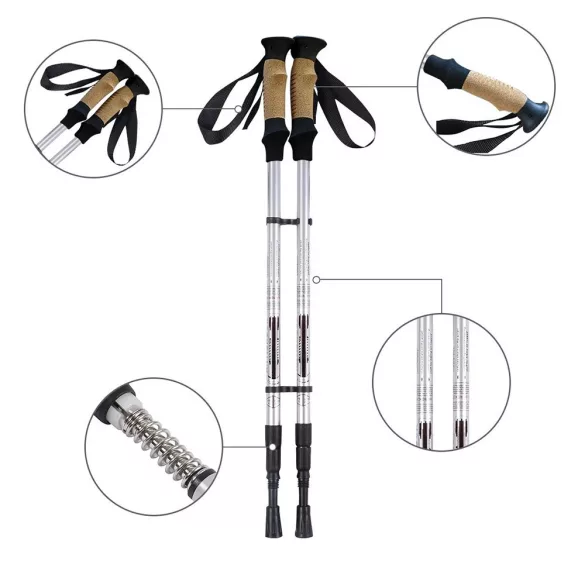 Ultra könnyű állítható túrabot 65-135 cm, ezüst